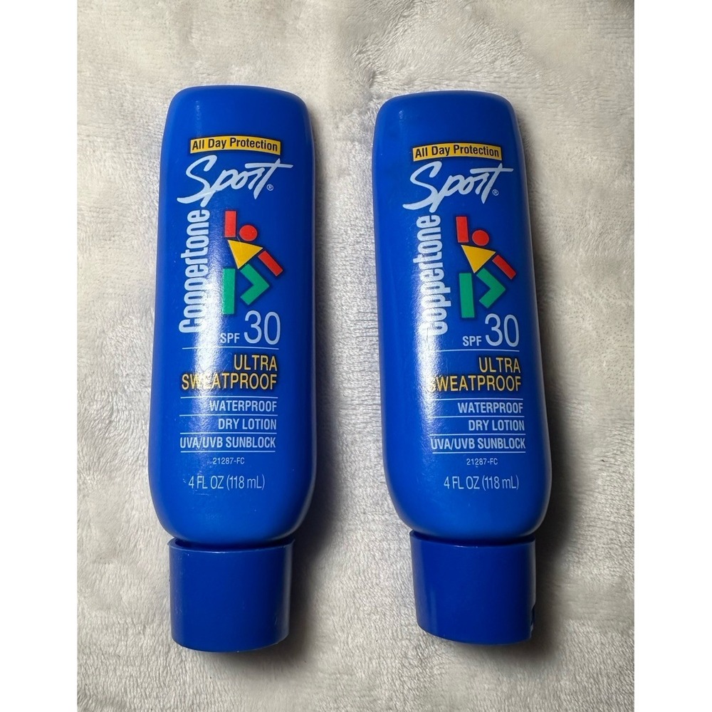 Coppertone Sport SunBlock Lotion SPF 30 Vintage 90s 4oz lot of two